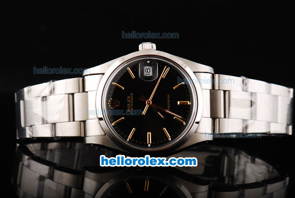 Rolex Milgauss Precision Automatic Movement Silver Case with Rose Gold Stick Markers-Black Dial and SS Strap - Click Image to Close